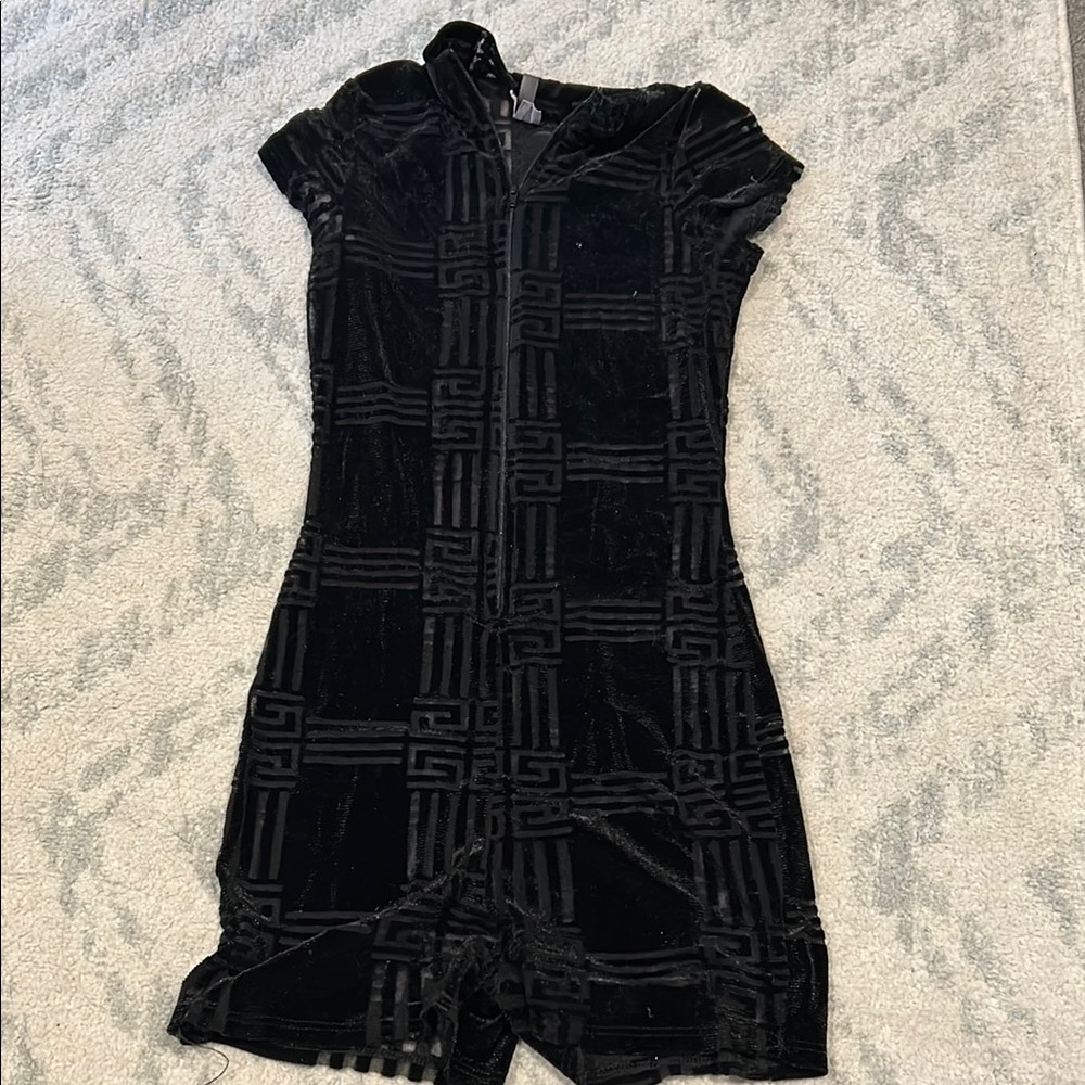 Black Velvet Short Sleeve Romper
